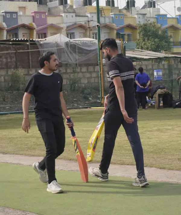 Aggressive batting shot during match play