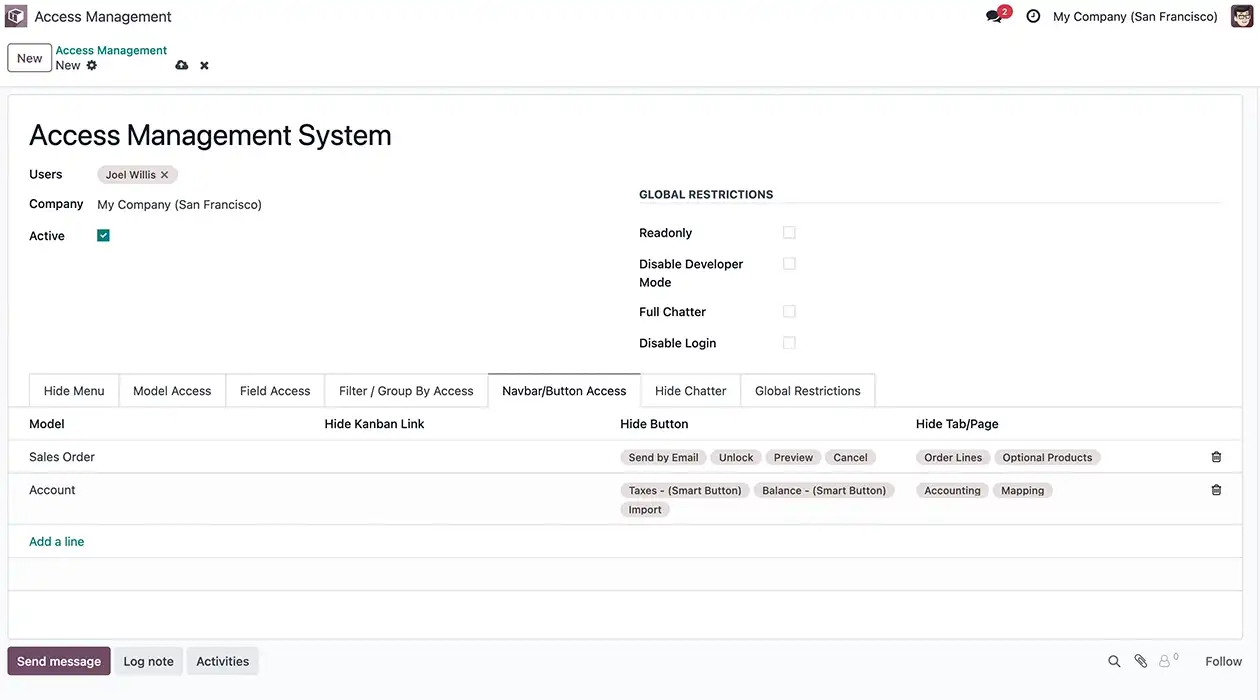 Navbar Access Management