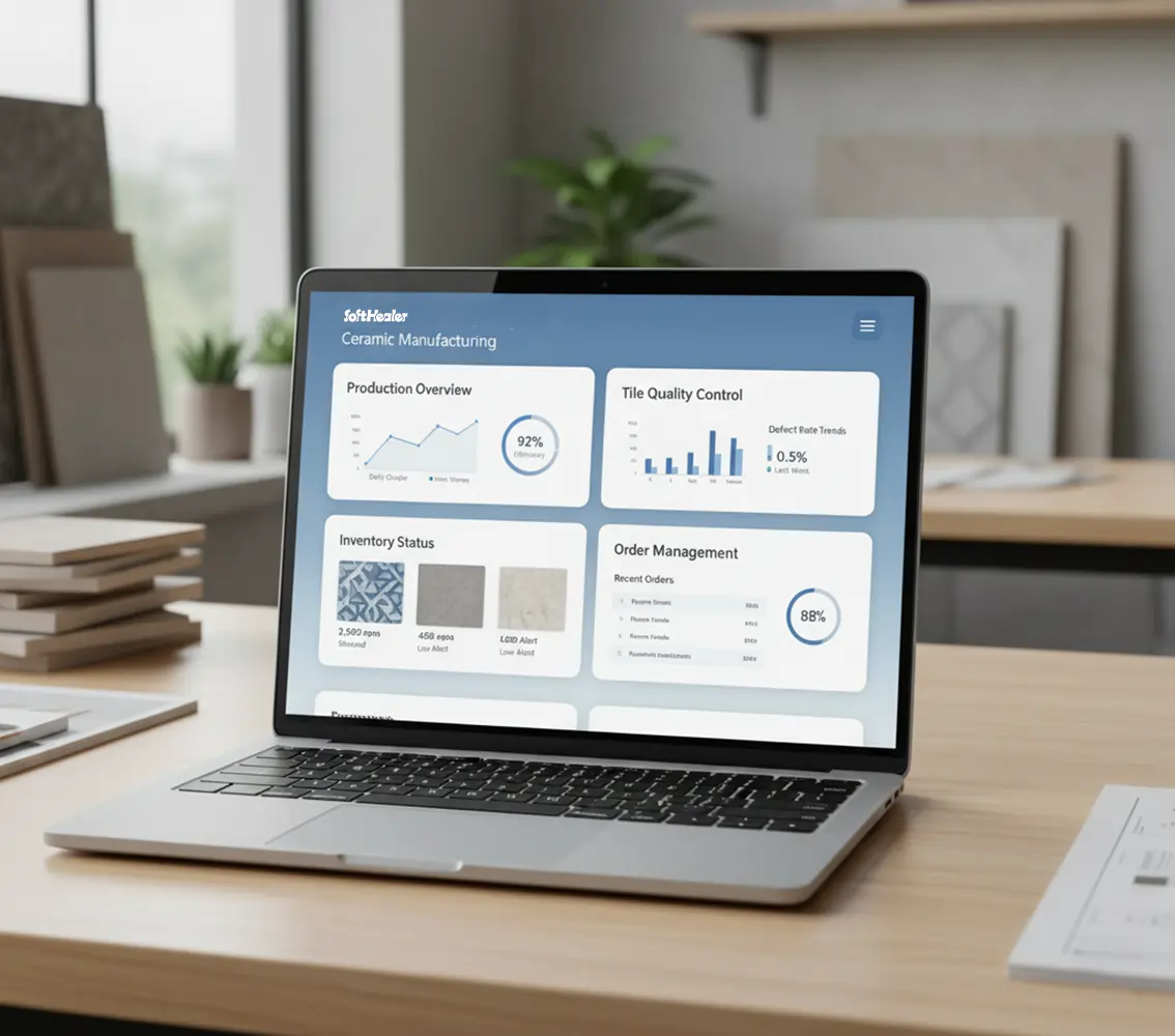 Ceramic production monitoring dashboard with performance analytics