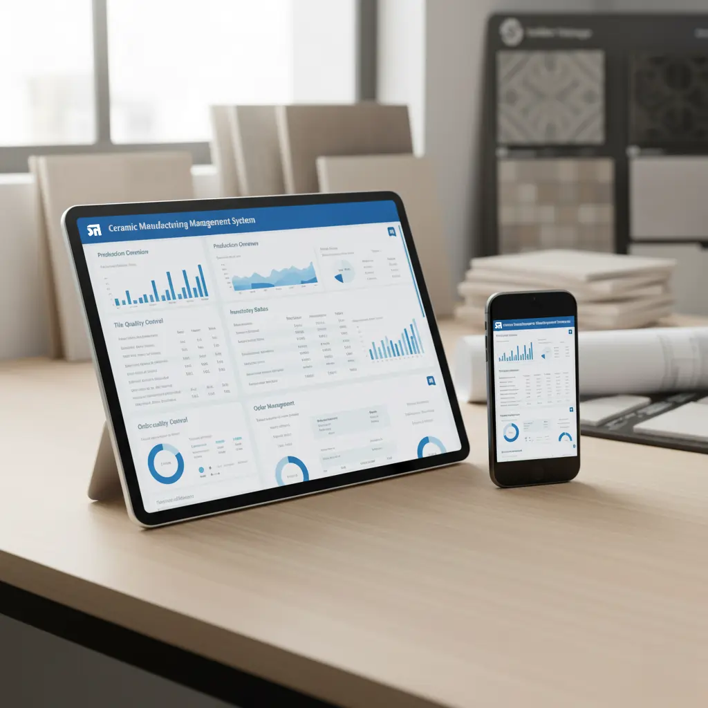 Mobile and tablet control of ceramic manufacturing with ERP