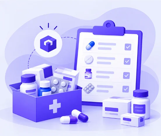 Medicine inventory list showing medicine types and details.