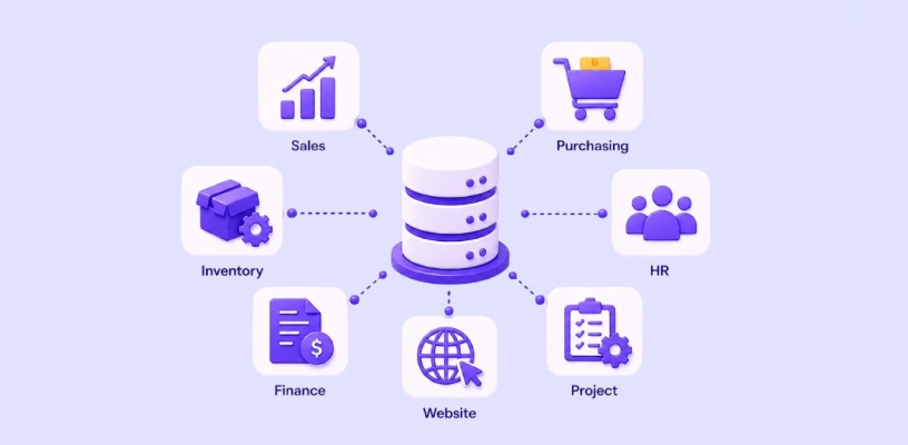 Centralized business data across sales, finance, inventory, and HR inside ERP
