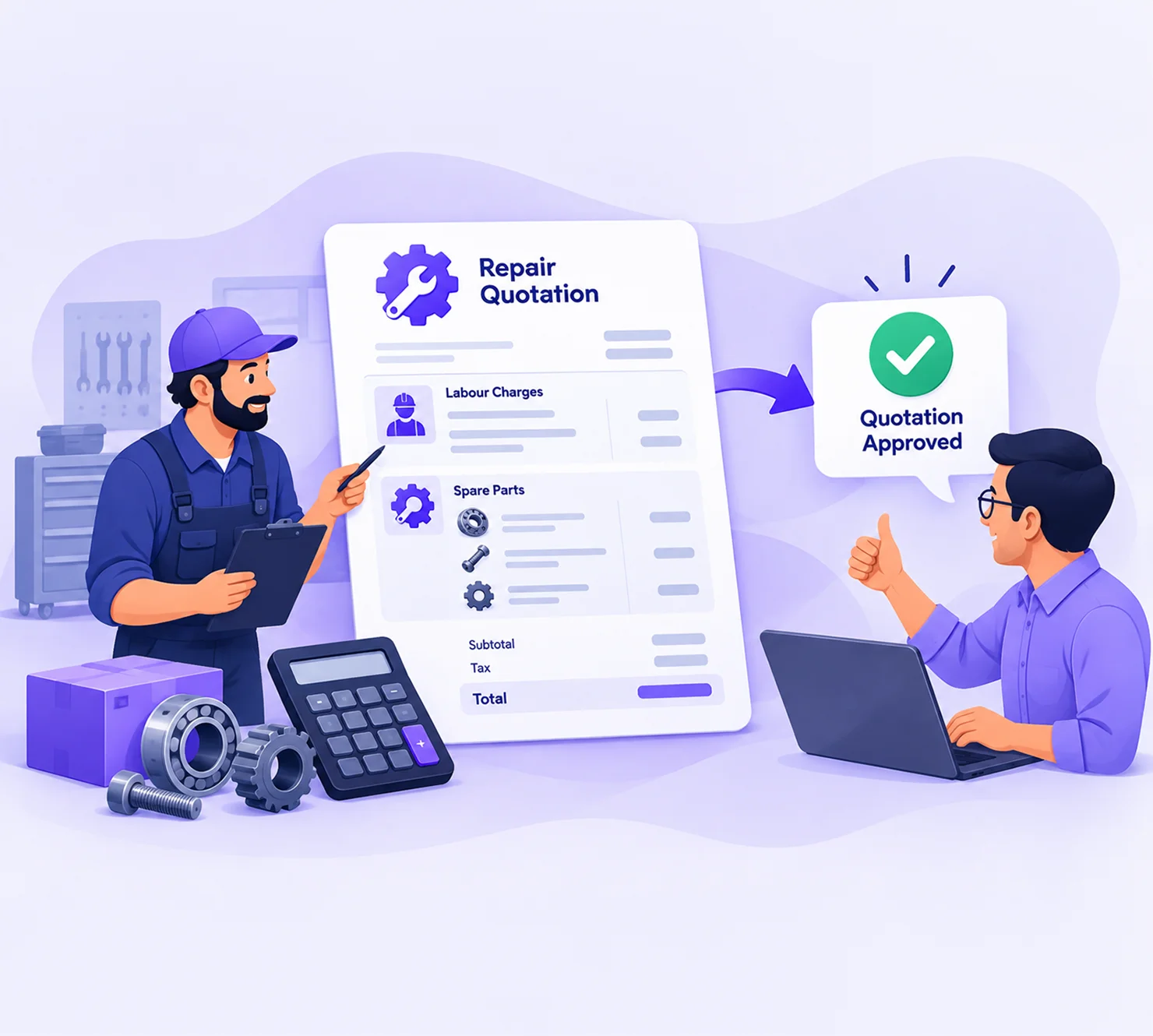 Machine Repair Quotation and Approval illustration