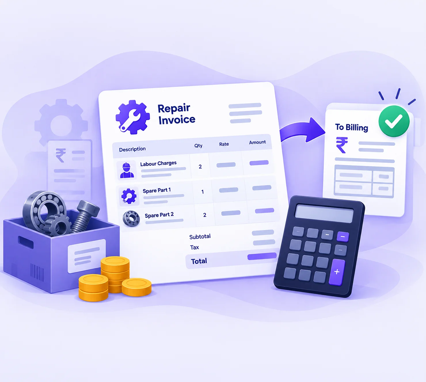 Machine Repair Invoicing and Billing illustration