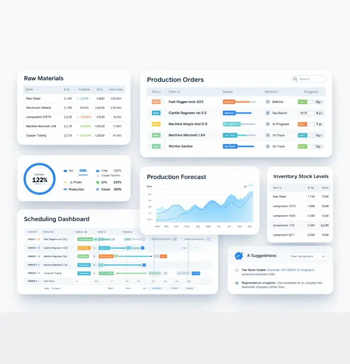 AI-powered manufacturing production planning and scheduling software with real-time Gantt chart tracking
