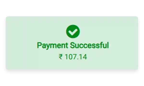 Payment successful confirmation screen