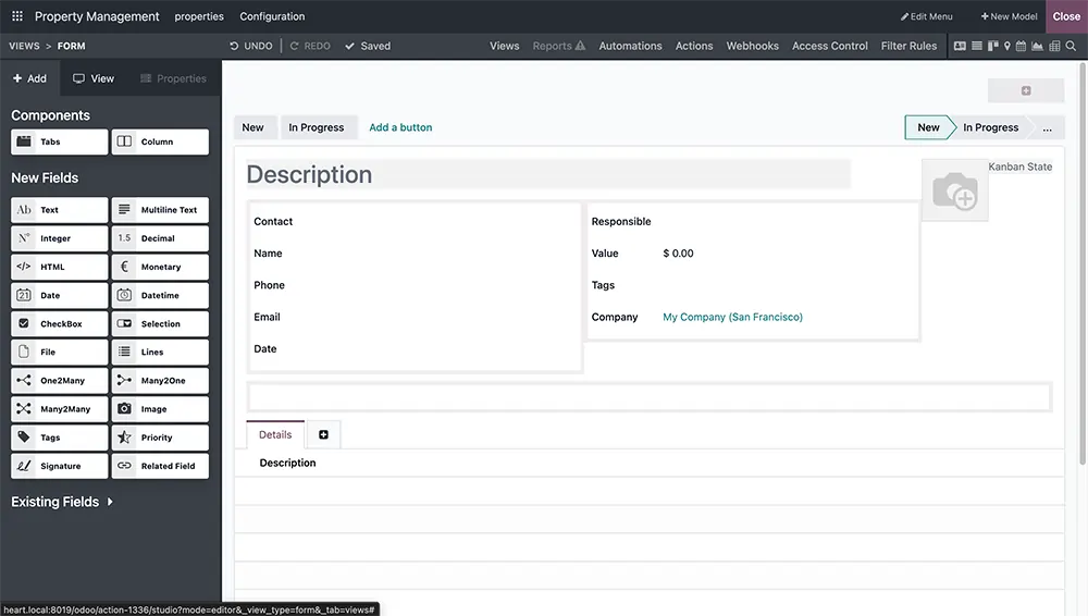 Odoo custom fields and layout customization