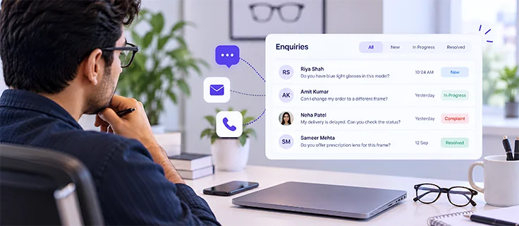 customer enquiry management for optical shop