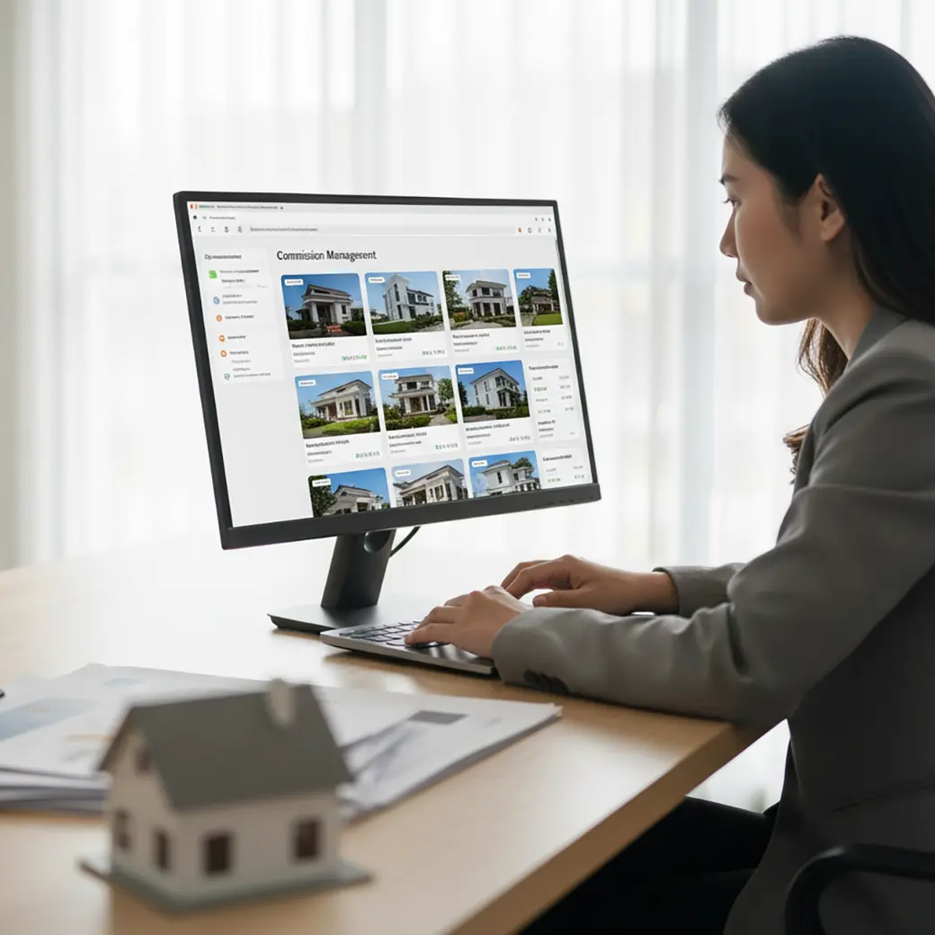 Real estate broker commission tracking system