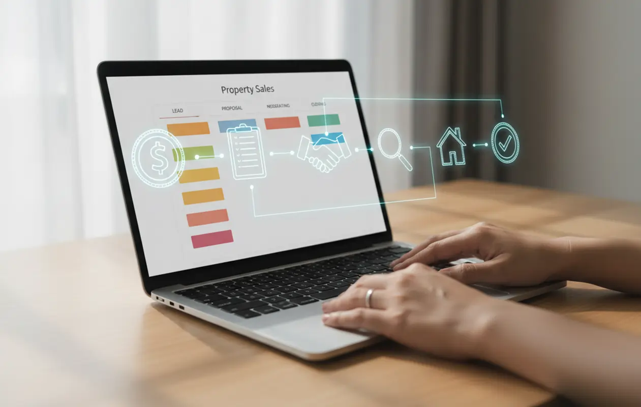 Property sales dashboard with deal tracking