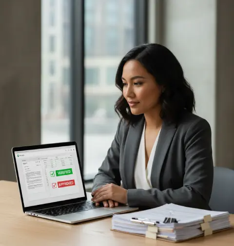 Property manager verifying vendor invoices