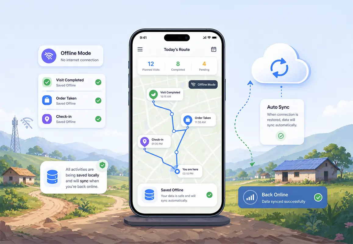 Offline salesman Tracking app