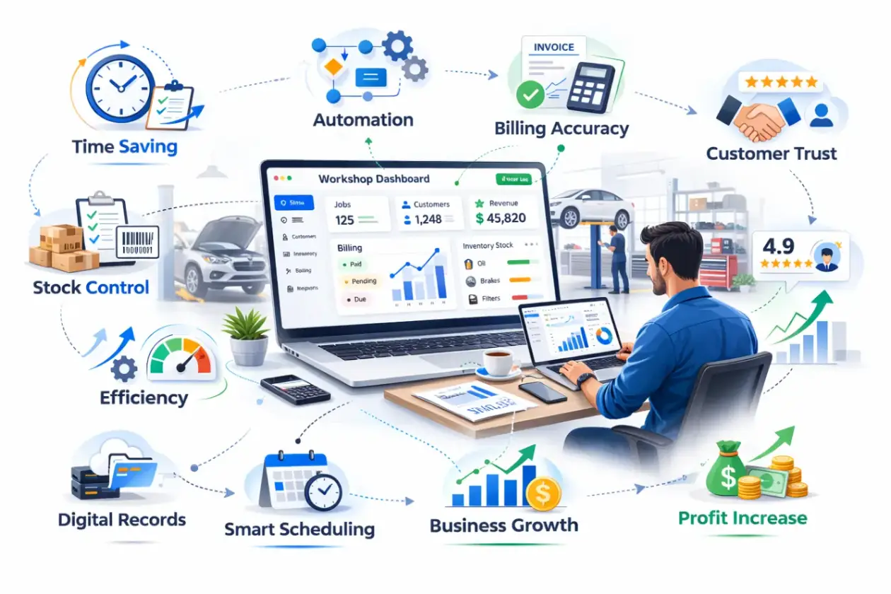 Benefits of vehicle repair management system for workshop owners