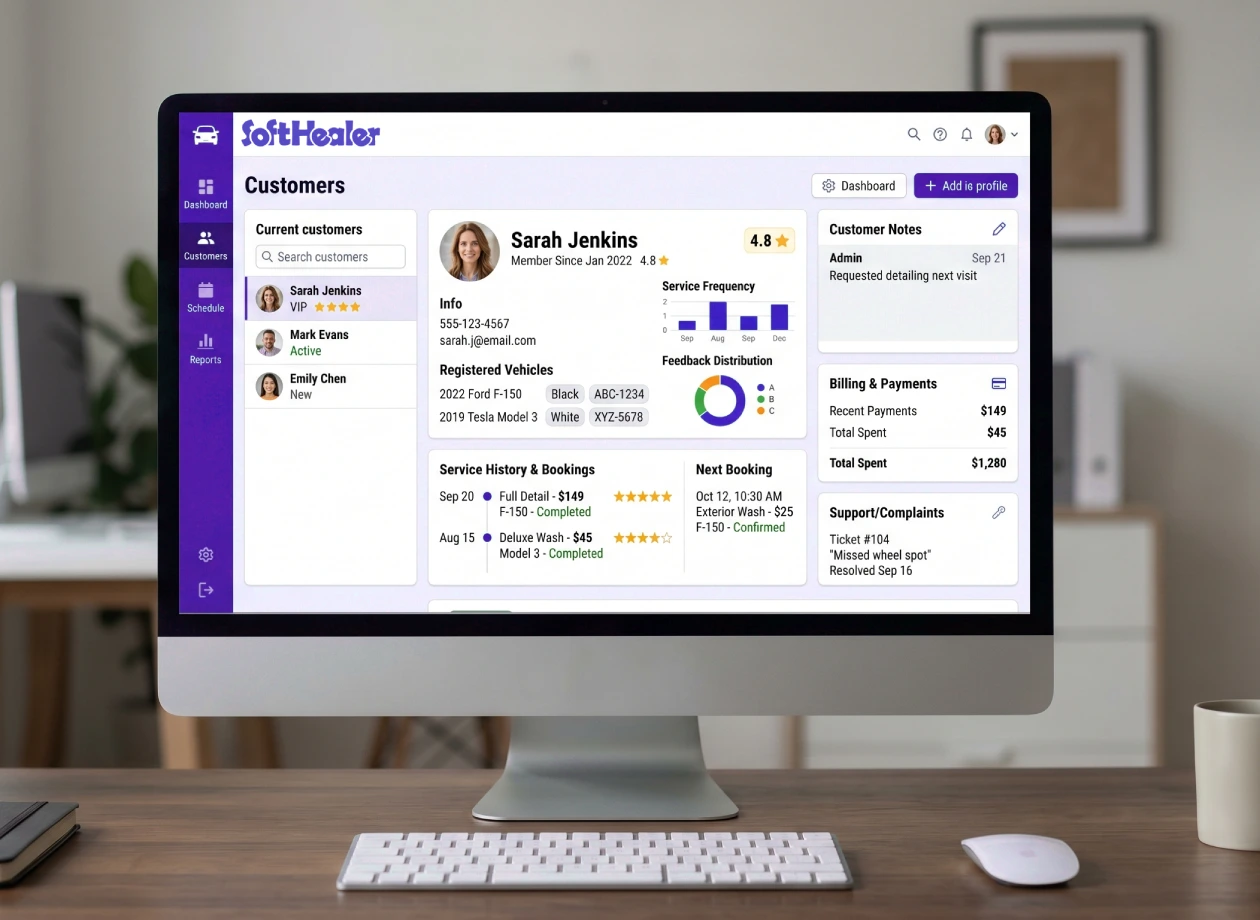 Customer management in car wash software