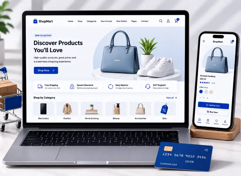 Modern ecommerce website interface