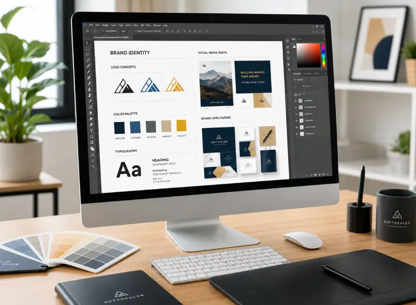 Creative branding and design workspace